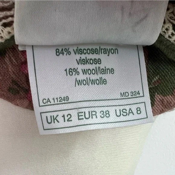 Laura Ashley Vintage Green Floral Long Sleeve Lace Collar Maxi Dress UK 10-12 - Picture 12 of 14